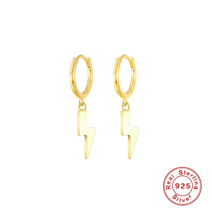 S925 Sterling Silver Hot Selling Lightning Trendy Ear Cuff Hoop Earrings European and American Cross-Border Minimalist INS Creative Style Earrings for Women