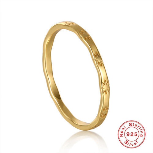 Japanese and Korean Design Ins925 Sterling Silver Exquisite Ring Creative Simple Internet Celebrity Trendy Small Sun Retro Ring