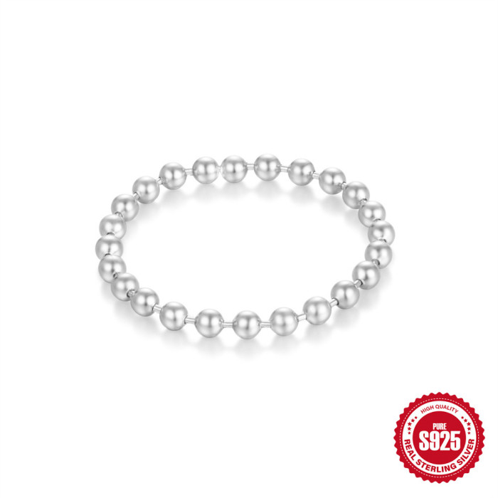 New 925 Sterling Silver Daily Matching Figaro Chain Round Bead Ring Chain Hot Selling INS Index Finger Ring, Necklaces