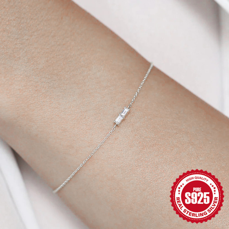 S925 Sterling Silver Women's Bracelet with Micro Zircon Inlay, Simple Fashionable High-end Jewelry, European and American Light Luxury Hot-selling Bracelet