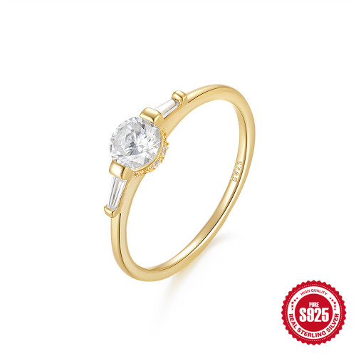 925 Sterling Silver Diamond-Encrusted Women's Wedding Engagement Ring Wedding Rings European and American French Style Index Finger Ring