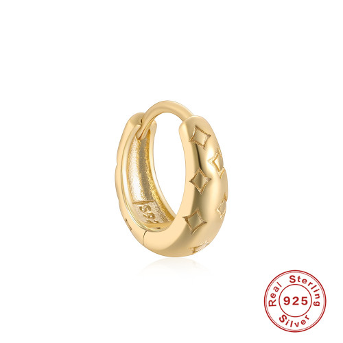 S925 Sterling Silver Mini Wide Irregular Text Creative Style Hoop Earrings European and American Trendy INS Personality Earrings