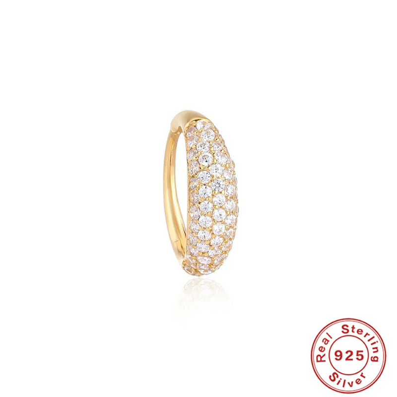 S925 Sterling Silver INS Geometric Full Diamond Zircon Versatile Soft Bone Hoop Earrings European and American Style Ear Cuff