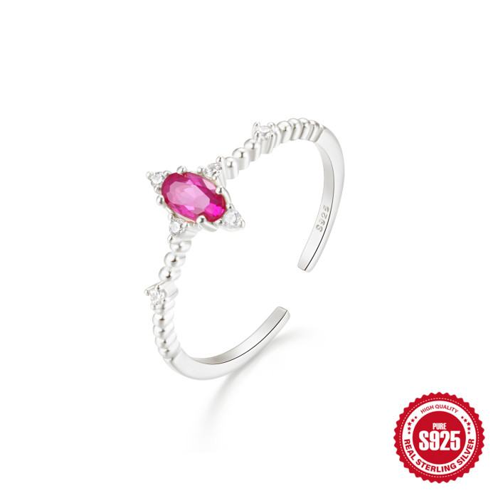 New S925 Sterling Silver Ring Korean and Japanese Light Luxury Niche Design Geometric Zircon Ring Fashion Open Index Finger Ring