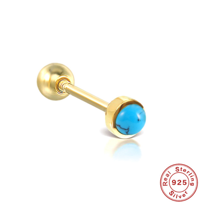 S925 Sterling Silver Mini Piercing Jewelry European and American Trend Personality INS Body Piercing Cartilage Earrings Spiral Accessories
