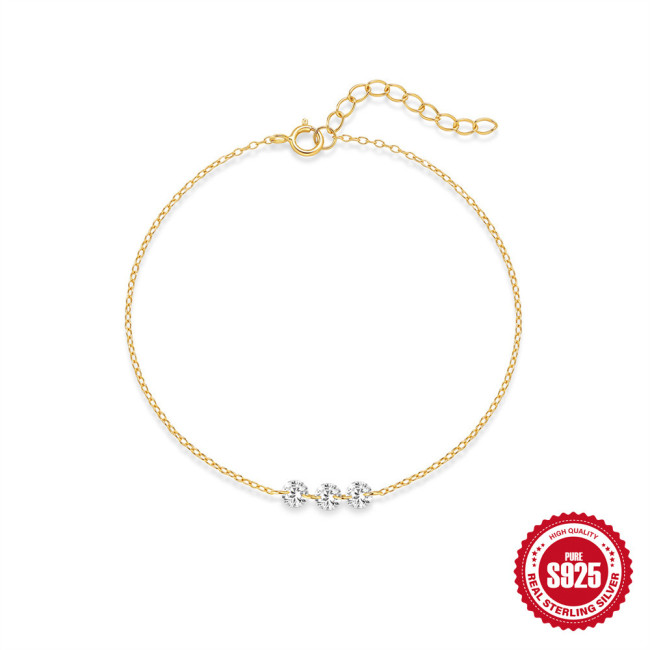 S925 Sterling Silver Inlaid Diamond Elegant Summer Versatile Anklet Korean Version Light Luxury Personality Internet Celebrity Niche Design Sense Foot Jewelry