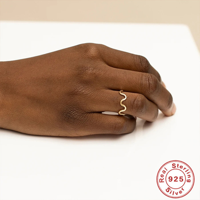 S925 Sterling Silver Plain Band Ring Korean and Japanese INS Minimalist Wave Personality Trendy Niche Versatile Open...