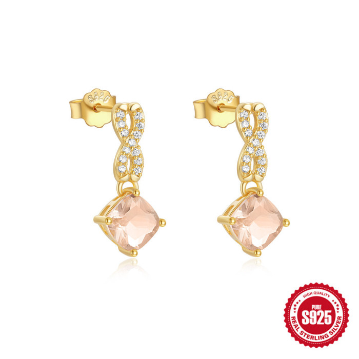S925 Sterling Silver Inlaid Diamond Pearl Tassel Chain Earrings Studs European and American Hot-Selling Geometric Star Moon High-End Earrings