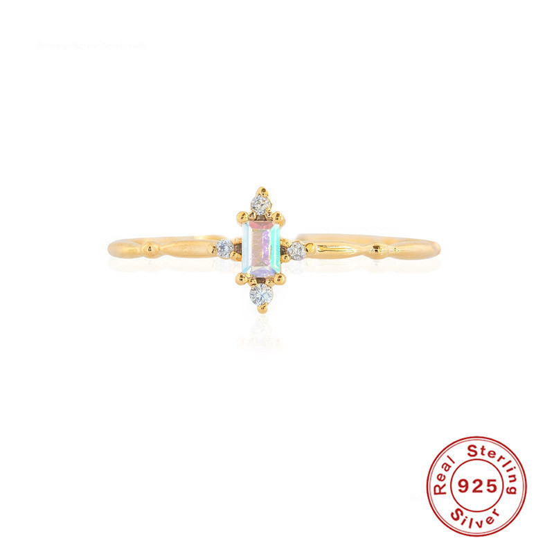 S925 Sterling Silver Square Diamond Light Luxury Elegant Inlaid Diamond Butterfly Ring European and American Cross-Border Bestselling INS Mini Index Finger Ring