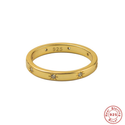 S925 Sterling Silver Creative Trendy INS Eight-Pointed Star Inlaid Stone Ring AliExpress Hot Sale Fashion Minimalist Index Finger Ring