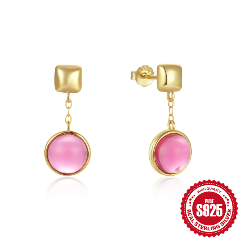 S925 Sterling Silver Inlaid Diamond Round Elegant High-end Women's Earrings European and American Hot-selling French Style Versatile Earrings for Women