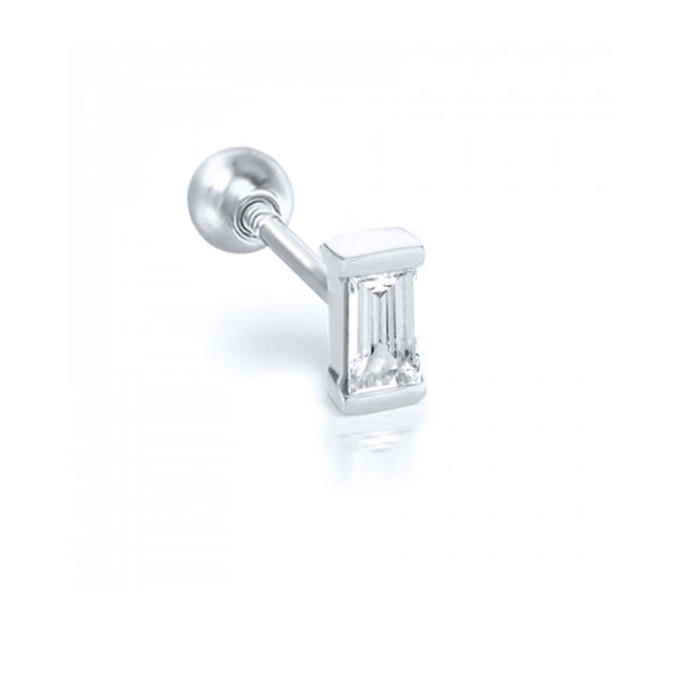 S925 Sterling Silver INS Square Geometric Diamond-Studded Piercing Threaded Earrings Korean and Japanese Internet Celebrity Body Piercing Jewelry