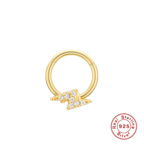 S925 Sterling Silver INS Style Lightning Inlaid Diamond Soft Bone Piercing Hoop Earrings Ear Clips Internet Celebrity Street Style Mini Small Earrings Nose Ring