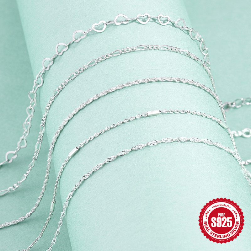 New 925 Sterling Silver Hemp Rope Chain Women's Chain DIY Bracelet Korean Minimalist Niche Design Versatile Bracelet for Women