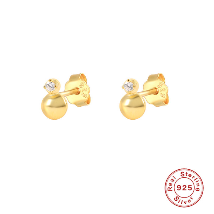 S925 Sterling Silver INS Geometric Mini Flower-shaped Diamond-studded Earrings European and American fashion casual Best-selling Personalized easiest for match Earrings