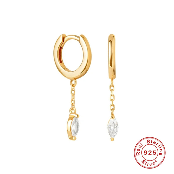 925 Sterling Silver Korean Fashion Trendy Horse Eye Tassel Pendant Earrings Versatile Light Luxury Hoop Earrings Jewelry for Women