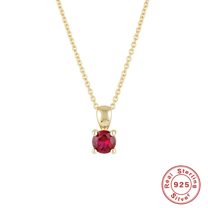 S925 Sterling Silver INS Style Simple Daily Matching Collarbone Chain European and American Hot Selling Monthly Birthstone Inlaid Diamond Necklace for Women