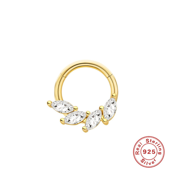 S925 Sterling Silver Horse Eye Super Sparkling Piercing Jewelry European and American INS Style Exaggerated French Style Mini Small Earrings Nose Ring
