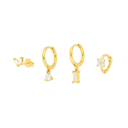 European and American Geometric Horse Eye Flower Zircon Elegant Layered Earrings Set Stud Earrings Drop Earrings 4-Piece Earring Set