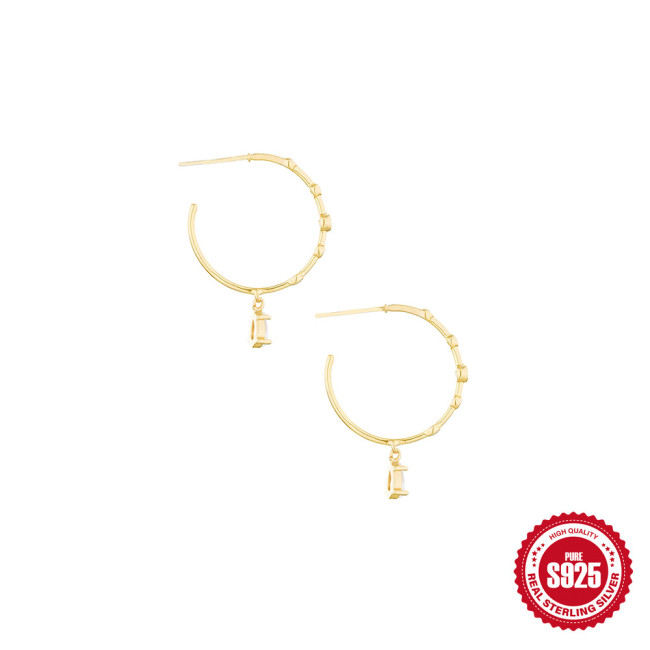 S925 Sterling Silver High-End Niche Design Slimming Earrings for Women European and American Fashion Personality Ins Style Diamond-Studded Stud Earrings Drop Earrings
