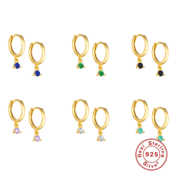 S925 Sterling Silver Eight Hearts Eight Arrows Zircon Earrings Hot Selling Creative Style INS Style Inlaid with Color...