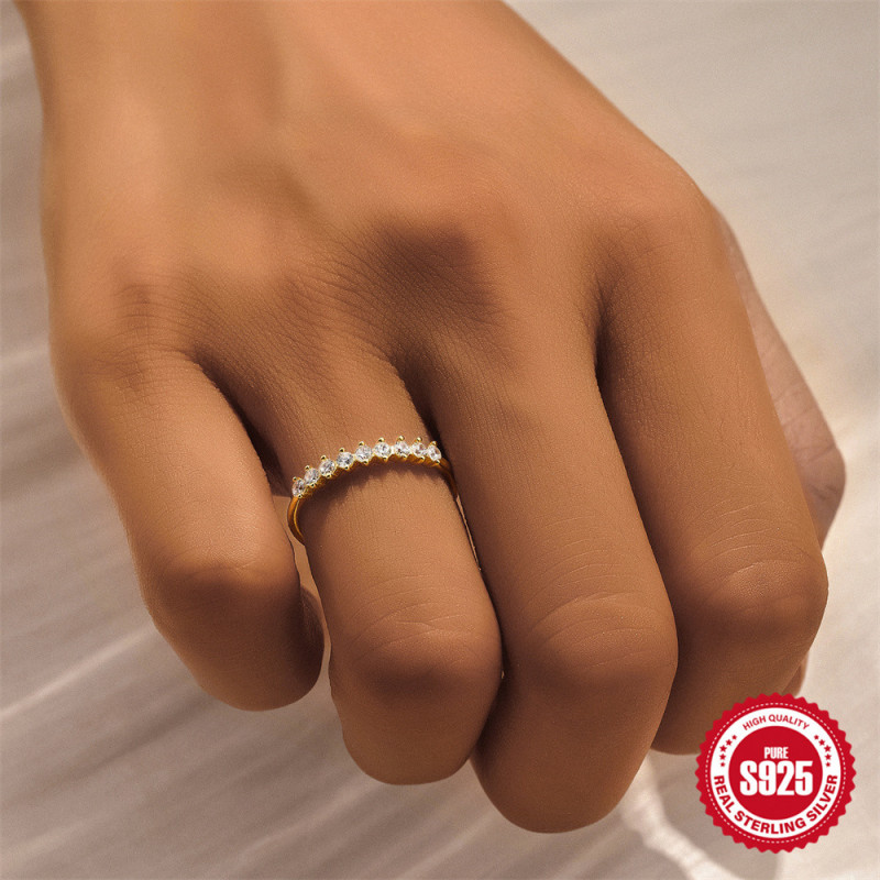 S925 Sterling Silver Water Drop Inlaid Diamond Minimalist Women's Ring European and American Hot Sale Simple Fashion Design Fresh Style Ring