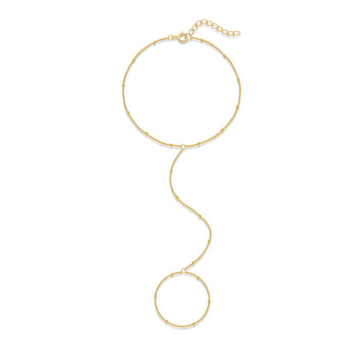 S925 Sterling Silver Minimalist Small Gold Bead Toe Chain Anklet Korean Style Internet Celebrity Niche Design INS Personality Foot Jewelry