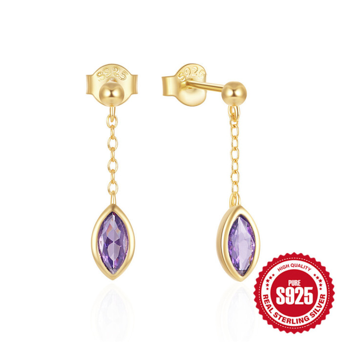 New 925 Sterling Silver Horse Eye Pendant Earrings Studs European and American Hot Selling Retro Versatile Trendy Tassel Earrings for Women