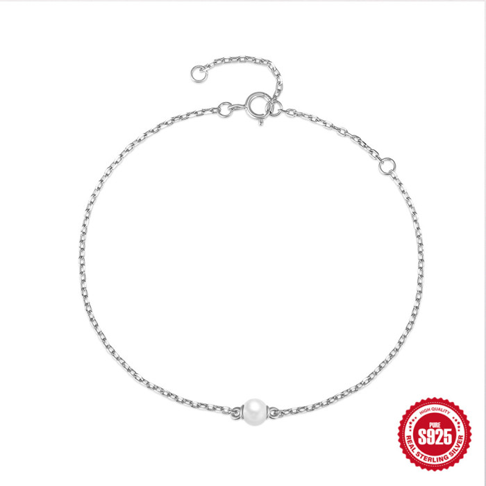 925 Sterling Silver Daily Matching Pearl Bracelet Hot Selling Fashion Ins Style Silver Bracelet Accessories Hand Jewe...