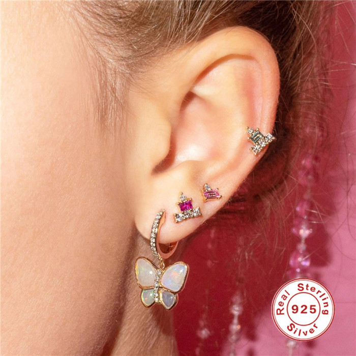 S925 Sterling Silver Diamond-Studded Tassel Chain Earrings Hip-Hop Mini Studs European and American Hot-Selling Street Style INS Ear Thread Earrings