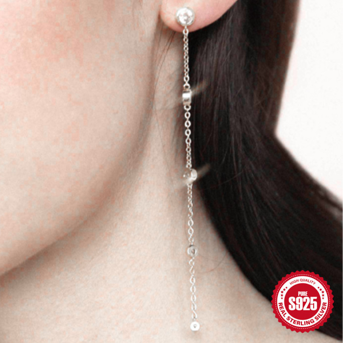 S925 Sterling Silver Long Tassel Exquisite Light Luxury Earrings Korean Style Hot-Selling Super Fairy Niche Temperame...