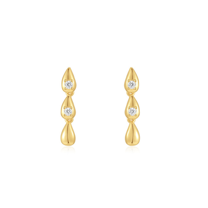 S925 Sterling Silver Water Drop Tassel Inlaid Zircon Earrings French Style Elegant Personality Niche Earrings for Women