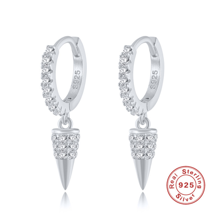 Original European and American S925 Sterling Silver INS Style Earrings New Punk Style Geometric Diamond Earrings Ear Clips Ear Hoops