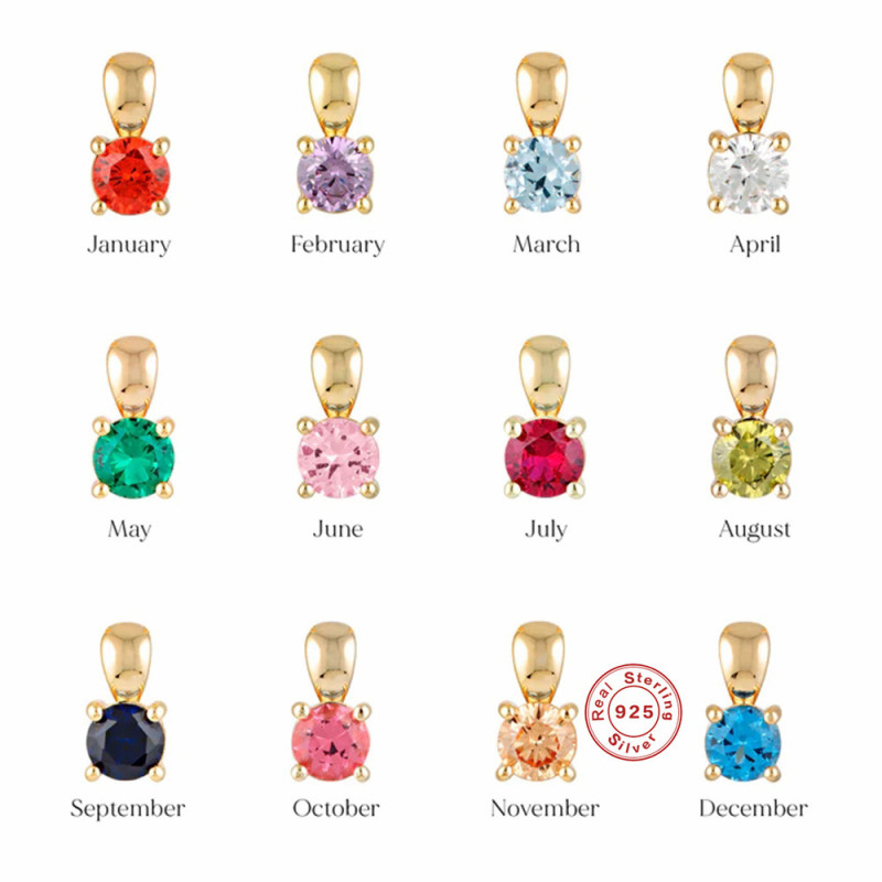 S925 Sterling Silver INS Style Simple Daily Matching Collarbone Chain European and American Hot Selling Monthly Birthstone Inlaid Diamond Necklace for Women