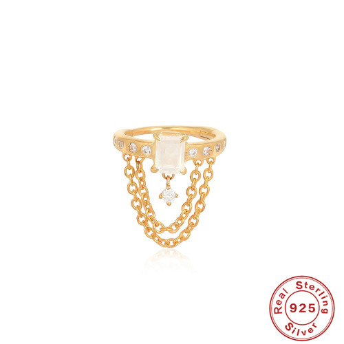 S925 Sterling Silver Layered Chain Diamond-Studded Tassel Cartilage Earrings Ear Bone Studs European and American Cross-Border Hot Selling INS Style Earrings