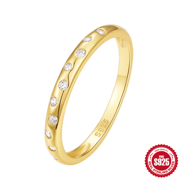 New S925 Sterling Silver Moon Inlaid Diamond Engagement Ring Korean Style Internet Celebrity High-end Daily Wear Wedding Ring Jewelry