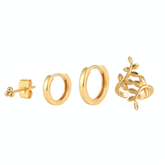 European and American Trendy INS Style Earrings Set Hot Selling on AliExpress Inlaid Brass Layered Women's Jewelry