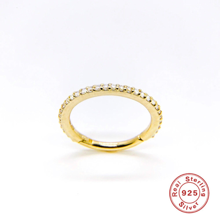 S925 Sterling Silver Single Piercing Stud Micro Pave Diamond Nose Ring Cartilage Earrings European and American Personality Fashion Trend Ear Bone Stud