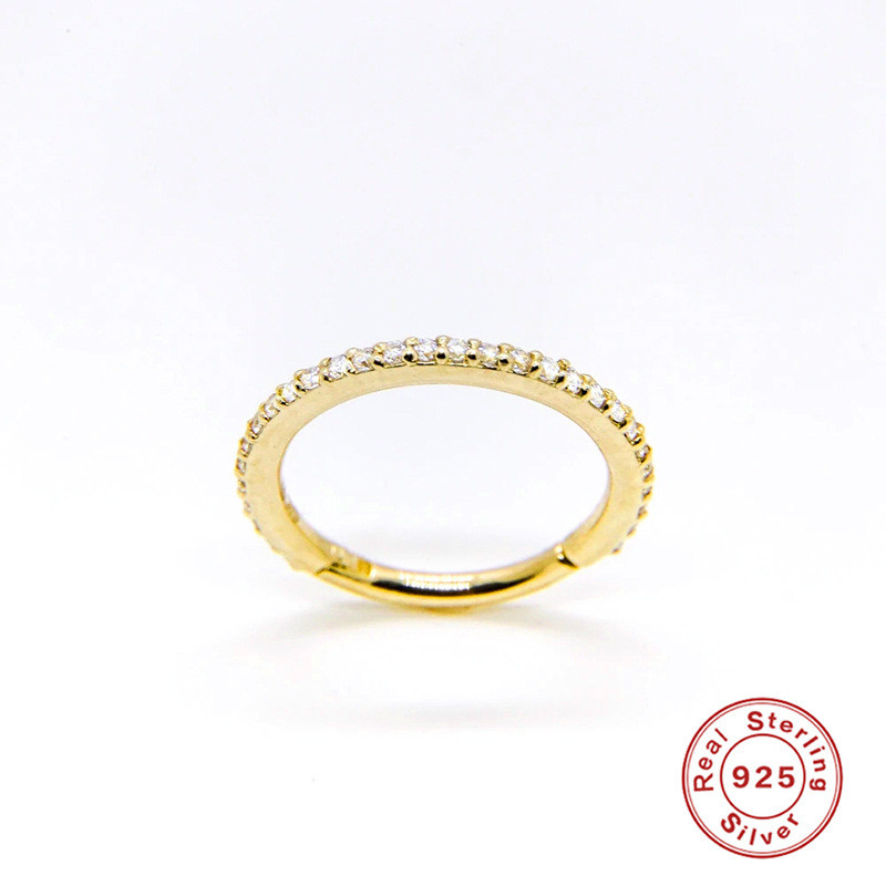 S925 Sterling Silver Single Piercing Stud Micro Pave Diamond Nose Ring Cartilage Earrings European and American Personality Fashion Trend Ear Bone Stud