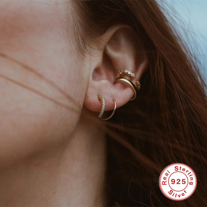 S925 Sterling Silver Twist Bar Earrings with Diamonds Korean Niche Light Stud Earrings European and American High-end INS Creative Hoop Earrings
