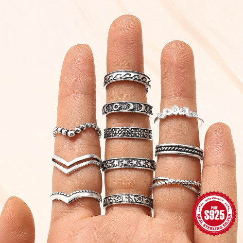 S925 Sterling Silver Vintage Distressed Planet Ring Thai Silver Craft Ring Original Design Unisex Commuter Open Ring
