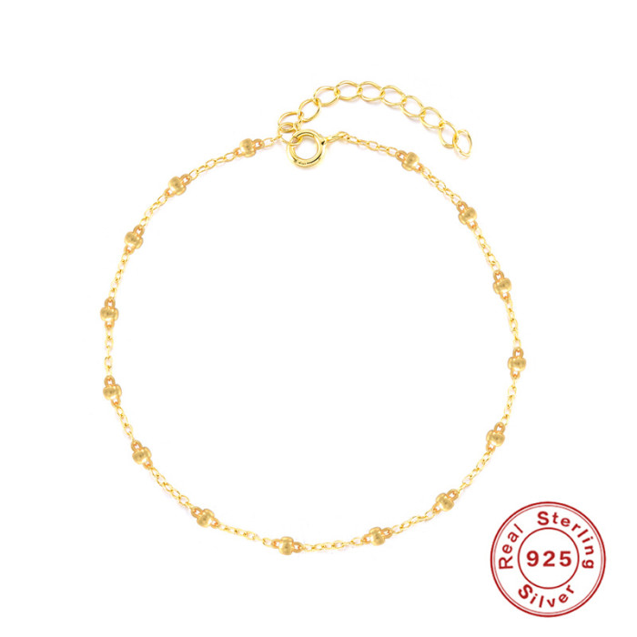 S925 Sterling Silver Round Bead Bracelet Amazon Hot Selling Fashion Versatile Simple Creative INS Jewelry Women's Bra...