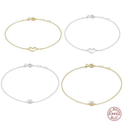S925 Sterling Silver Creative Single Diamond Heart Bracelet for Women Korean Style Elegant Personality Niche Design Inlaid Diamond Bracelet Accessory