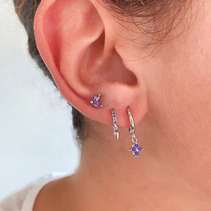 S925 Sterling Silver Stone-Encrusted Snowflake Hoop Earrings Hot-Selling Creative Fashionable INS Style Earrings