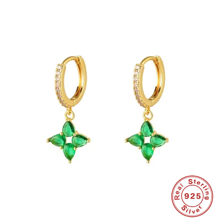 S925 Sterling Silver Creative Water Drop Pendant Hoop Earrings European and American Hot Selling INS Style Light Luxury Diamond-Encrusted Hoop Earrings