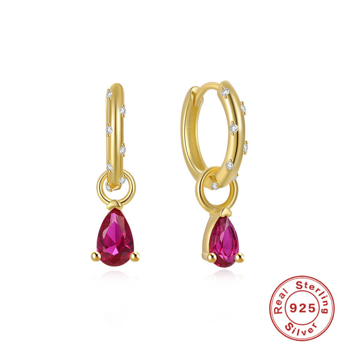 S925 Sterling Silver Classic Hoop Earrings for Women, European and American Hot-Selling Ins Style, Personalized Colorful Diamond Earrings, Ear Clips, Ear Rings
