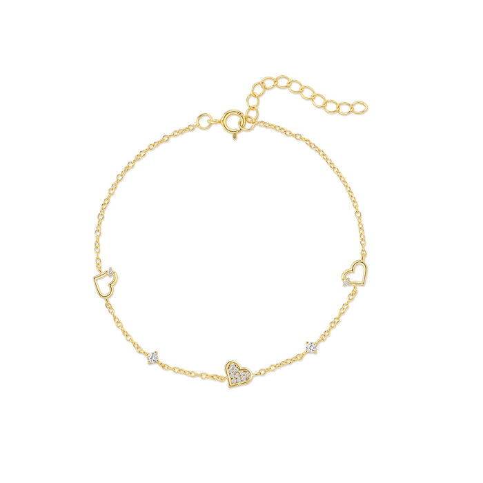 New S925 Sterling Silver Heart Diamond-Studded Versatile Bracelet European and American Hot-Selling Niche Design Bracelet Valentine's Day Gift