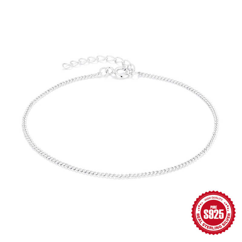 S925 Sterling Silver Car Side Chain Women's Chain DIY Bracelet European and American INS Minimalist Daily Wear Bracelet for Women
