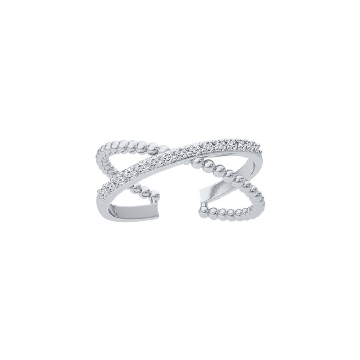 S925 Sterling Silver Cross Stone-Inlaid Open Ring Hot Selling Creative Versatile Women's Ring Ins Style