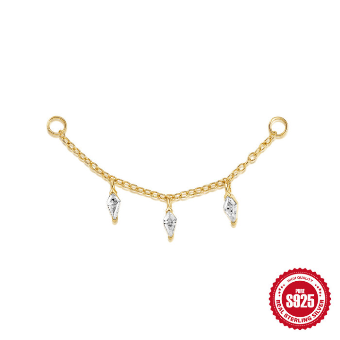 S925 Sterling Silver Versatile Sparkling Marquise Zircon Pendant Earrings for Women Long Chain Soft Cartilage Chain P...